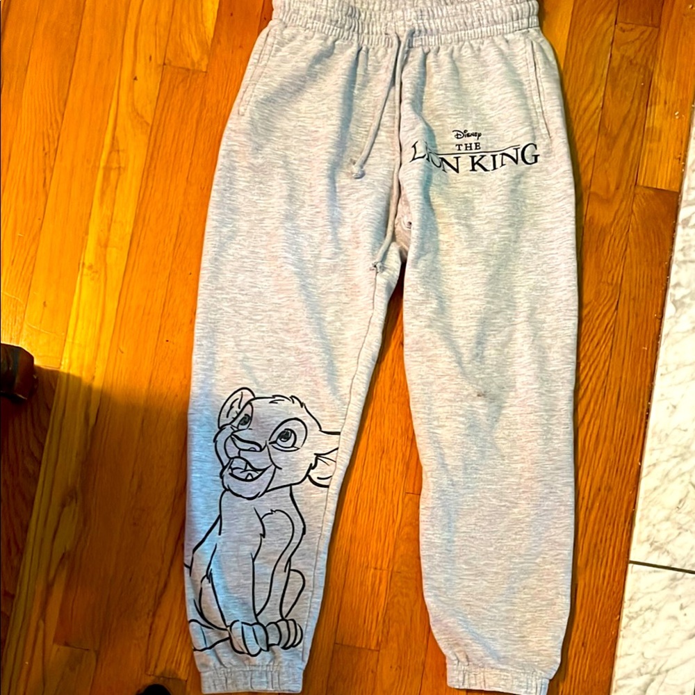 Disney Gray Sweatpants with Simba Design